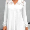 Lace Stitching White Turndown Collar Blouse -Rosewe Promotion Store 311203 P 1660280706863