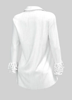 Lace Stitching White Turndown Collar Blouse -Rosewe Promotion Store 311203 P 1660280708881