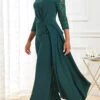 Lace Stitching 3/4 Sleeve Blackish Green Jumpsuit -Rosewe Promotion Store 311222 P 16668522182900