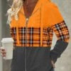 Zipper Closure Orange Long Sleeve Plaid Hoodie -Rosewe Promotion Store 311686 P 1662442908038 1