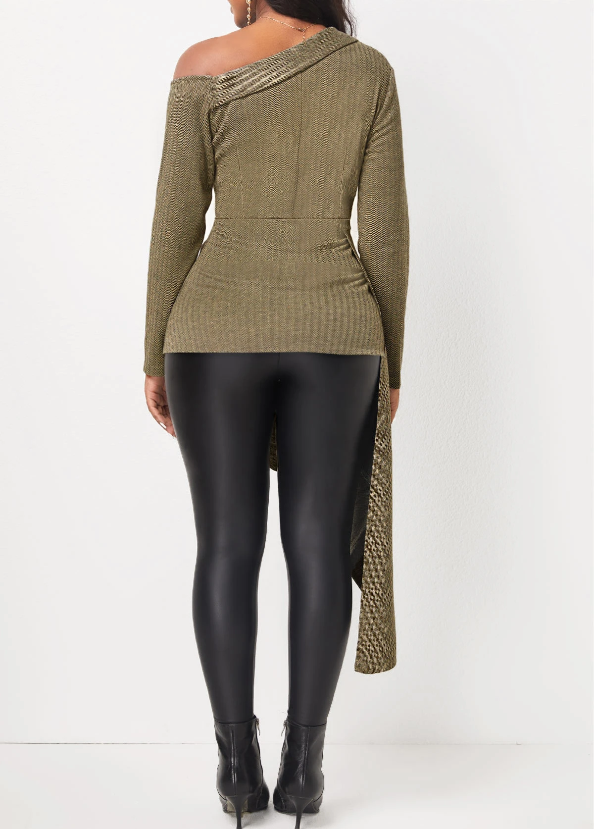 Asymmetry Dark Grey Marl Long Sleeve Blouse 4 Asymmetry Dark Grey Marl Long Sleeve Blouse - Image 2