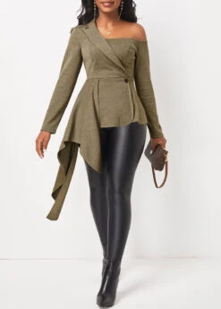 Asymmetry Dark Grey Marl Long Sleeve Blouse 7 Asymmetry Dark Grey Marl Long Sleeve Blouse -Rosewe Promotion Store 312007 P 16659717407932