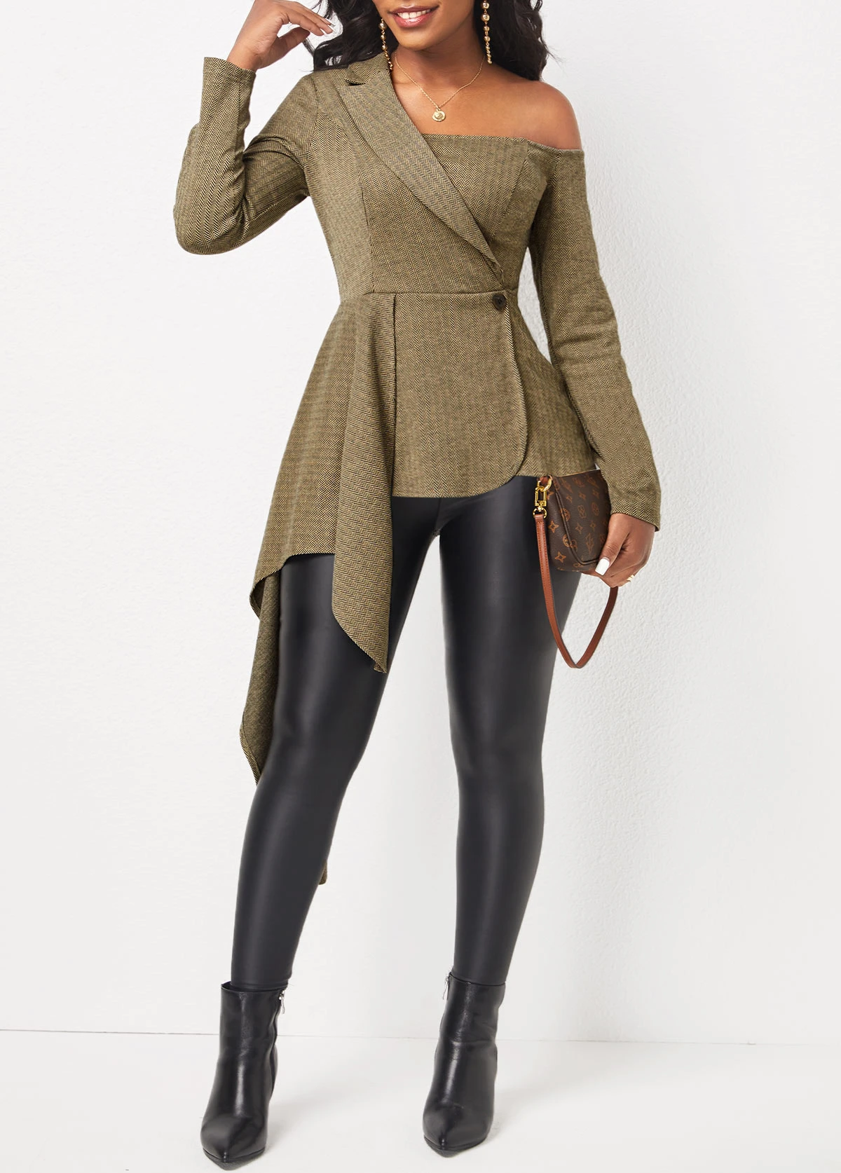 Asymmetry Dark Grey Marl Long Sleeve Blouse 3 Asymmetry Dark Grey Marl Long Sleeve Blouse