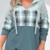 Multi Color Plus Size Tartan Print Drawstring Hoodie -Rosewe Promotion Store 312028 P 1663389623443