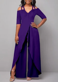 Ankle Length Off Shoulder Purple Jumpsuit -Rosewe Promotion Store 312244 P 1661390518976