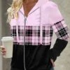 Tartan Print Light Purple Regular Sleeve Hoodie -Rosewe Promotion Store 312257 P 1661336022636