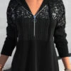 Long Sleeve Asymmetric Hem Black Sequin Hoodie -Rosewe Promotion Store 312259 P 1661392715493