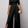 Short Sleeve Cold Shoulder Black Jumpsuit 1 Short Sleeve Cold Shoulder Black Jumpsuit -Rosewe Promotion Store 312330 P 1670560407285