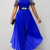 Hot Stamping Sapphire Blue Cold Shoulder Jumpsuit -Rosewe Promotion Store 312362 P 1661825606190