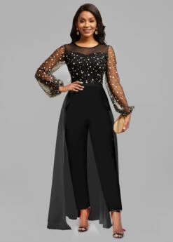 Polka Dot Hot Stamping Black Ankle Length Jumpsuit -Rosewe Promotion Store 312434 P 1661504408303