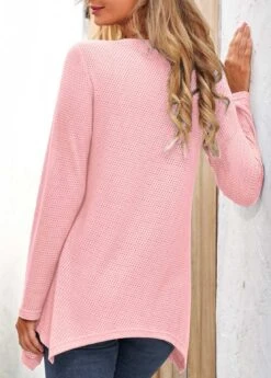 Ombre Pink Long Sleeve Faux Two Piece Sweatshirt -Rosewe Promotion Store 312740 P 1661833641651
