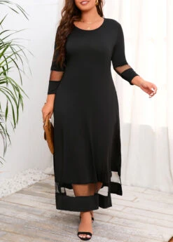 Black Plus Size Pocket Maxi Dress -Rosewe Promotion Store 312804 P 16638092150263