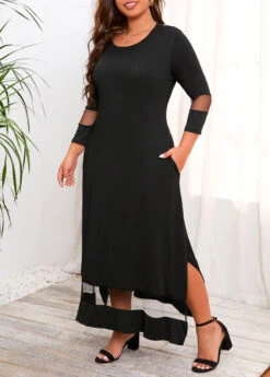 Black Plus Size Pocket Maxi Dress -Rosewe Promotion Store 312804 P 16638092158092