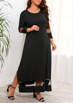 Black Plus Size Pocket Maxi Dress -Rosewe Promotion Store 312804 P 16638092159104