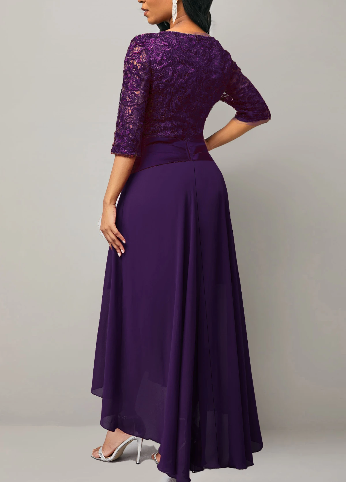 Purple Plus Size High Low X Shape Dress 7 Purple Plus Size High Low X Shape Dress - Image 5
