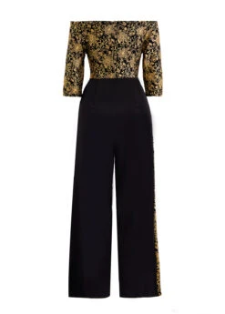 Floral Print Hot Stamping Golden Jumpsuit -Rosewe Promotion Store 313283 P 1694055797491