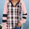 Pink Plus Size Tartan Print Raglan Sleeve Sweatshirt 2 Pink Plus Size Tartan Print Raglan Sleeve Sweatshirt -Rosewe Promotion Store 313506 P 1662282946744