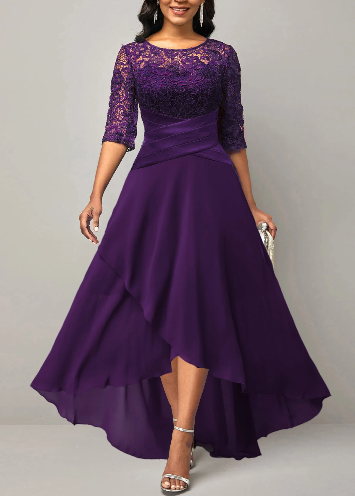 Purple Plus Size High Low X Shape Dress 3 Purple Plus Size High Low X Shape Dress
