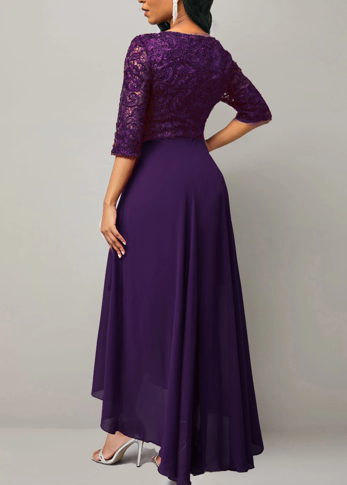 Purple Plus Size High Low X Shape Dress 4 Purple Plus Size High Low X Shape Dress - Image 2