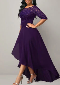 Purple Plus Size High Low X Shape Dress 10 Purple Plus Size High Low X Shape Dress -Rosewe Promotion Store 313540 P 1663311985423