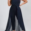 Navy Plus Size Patchwork Sleeveless V Neck Jumpsuit -Rosewe Promotion Store 313571 P 16673584864343
