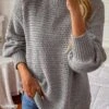 Round Neck Long Sleeve Grey Sweater -Rosewe Promotion Store 313890 P 16661414309210