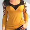 Lace Up Yellow Round Neck T Shirt -Rosewe Promotion Store 313944 P 1662613621898