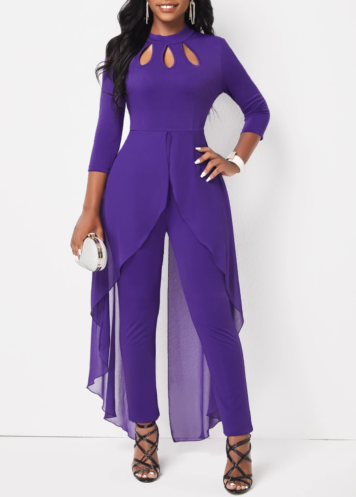 Cage Neck Purple Stand Collar Jumpsuit 7 Cage Neck Purple Stand Collar Jumpsuit - Image 5
