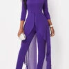 Cage Neck Purple Stand Collar Jumpsuit -Rosewe Promotion Store 314269 P 16644582043080