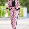 Plaid Pink Long Sleeve Sweatsuit Set -Rosewe Promotion Store 314408 P 16642744254005