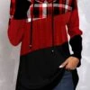 Tartan Print Twisted Red Regular Sleeve Hoodie -Rosewe Promotion Store 315068 P 1664519262654 1