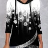 Christmas Snowflake Print Cross Hem Black Sequin Hoodie -Rosewe Promotion Store 315353 P 1663859223049
