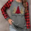 Christmas Tree Print Long Sleeve Red Sweatshirt -Rosewe Promotion Store 315384 P 1666762384435