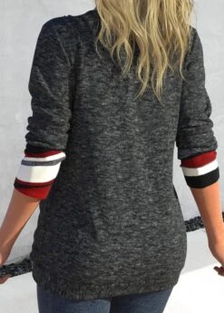 Plus Size Geometric Print Drawstring Dark Grey T Shirt -Rosewe Promotion Store 315435 P 1666159755911