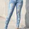 Skinny Hole Light Blue Zipper Fly Jeans 2 Skinny Hole Light Blue Zipper Fly Jeans -Rosewe Promotion Store 315685 P 16655722785850