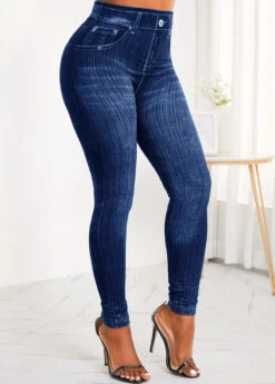 Pocket Blue Zipper Fly High Waisted Jeans -Rosewe Promotion Store 315985 P 16661440914652