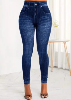 Pocket Blue Zipper Fly High Waisted Jeans -Rosewe Promotion Store 315985 P 16661440916794