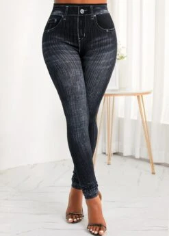 Pocket Skinny Zipper Fly High Waisted Black Jeans 11 Pocket Skinny Zipper Fly High Waisted Black Jeans -Rosewe Promotion Store 315986 P 16656573080693