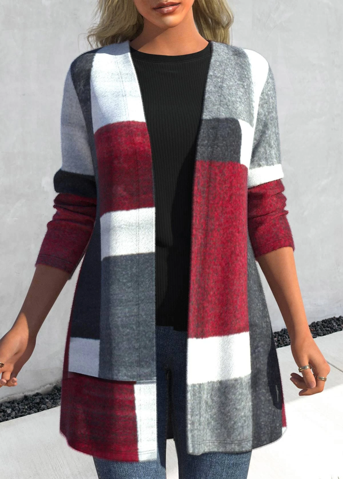 Plus Size Geometric Print Dark Grey Marl Coat 3 Plus Size Geometric Print Dark Grey Marl Coat