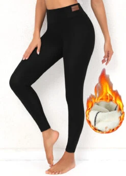 Fleece Thickening Black Elastic Waist Leggings