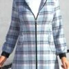 Plus Size Plaid Zipper Light Blue Hooded Long Sleeve Jacket 1 Plus Size Plaid Zipper Light Blue Hooded Long Sleeve Jacket -Rosewe Promotion Store 316526 P 1665999540886