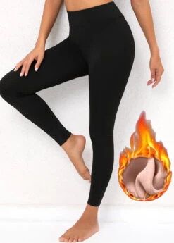 High Waisted Black Fleece Lined Leggings