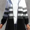 Plus Size Striped Zipper Black Hooded Long Sleeve Jacket 1 Plus Size Striped Zipper Black Hooded Long Sleeve Jacket -Rosewe Promotion Store 316969 P 1665389215878