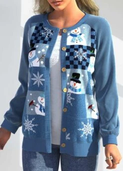 Blue Plus Size Patchwork Christmas Print Cardigan 13 Blue Plus Size Patchwork Christmas Print Cardigan -Rosewe Promotion Store 316970 P 1666085787113