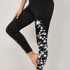 Christmas Tree Print Black Elastic Waist Leggings -Rosewe Promotion Store 317039 P 1665469070217
