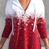 Christmas Snowflake Print Zipper Red Long Sleeve Hoodie -Rosewe Promotion Store 317302 P 1666660144756