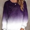Ombre Round Neck Long Sleeve Purple Sweatshirt -Rosewe Promotion Store 317418 P 1665727701739