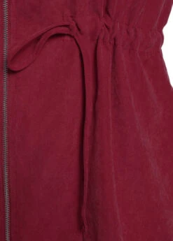 Wine Red Plus Size Drawstring Long Sleeve Coat -Rosewe Promotion Store 317425 P 1665725803767