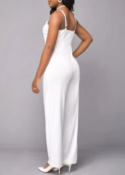 Button White Cardigan And V Neck Jumpsuit -Rosewe Promotion Store 317478 P 16703878980354
