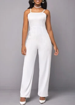 Button White Cardigan And V Neck Jumpsuit -Rosewe Promotion Store 317478 P 16703878989353